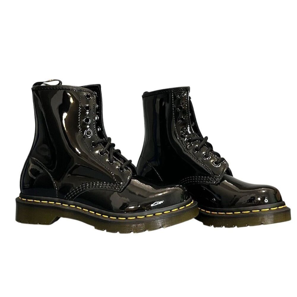 Dr. Martens Women's 1460 Black Patent Leather Combat Boots L6/M5 Utility Grunge